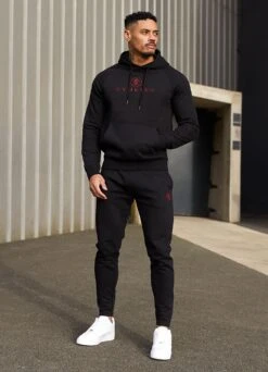 Gym King Pro Logo Fleece Hood - Black/Red -Gym King Store 2R3A2650copy