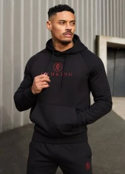 Gym King Pro Logo Fleece Hood - Black/Red -Gym King Store 2R3A2653copy