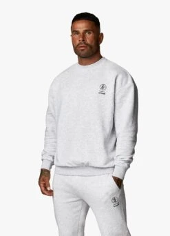 Gym King Aventus Drop Shoulder Crew - Snow Marl -Gym King Store AVENTUSCREW JOGGER SNOWMARLSWT A2BLFTSB A2BLN 41