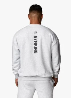 Gym King Aventus Drop Shoulder Crew - Snow Marl -Gym King Store AVENTUSCREW JOGGER SNOWMARLSWT A2BLFTSB A2BLN 42