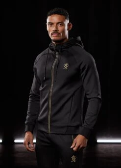 Gym King Full Zip Poly Hood - Black/Gold -Gym King Store BF23MENSCAMP13319copy