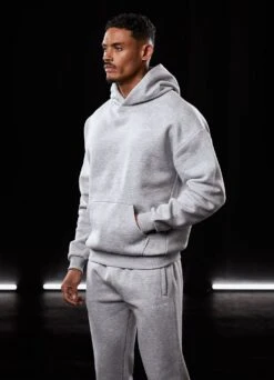 Gym King Established Hood - Light Grey Marl -Gym King Store BF23MENSCAMP13568copy