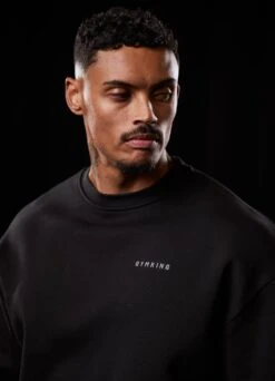 Gym King Outline Print Crew Tracksuit - Black -Gym King Store BF23MENSCAMP13710copy