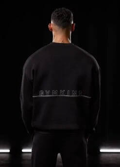 Gym King Outline Print Crew Tracksuit - Black -Gym King Store BF23MENSCAMP13722copy