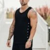 Gym King Rebellion Vest - Black -Gym King Store BLACK REBEL