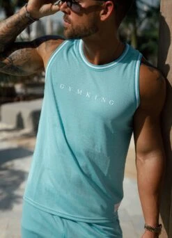 Gym King Brooklyn Mesh Vest - Aqua Blue -Gym King Store BM1