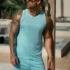 Gym King Brooklyn Mesh Vest - Aqua Blue -Gym King Store BM2