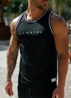 Gym King Brooklyn Mesh Vest - Black -Gym King Store BM20