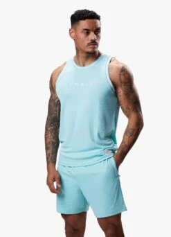 Gym King Brooklyn Mesh Vest - Aqua Blue -Gym King Store BROOKLYNMESHVEST SHORT BLUEVST A2COMSHR A2COO251