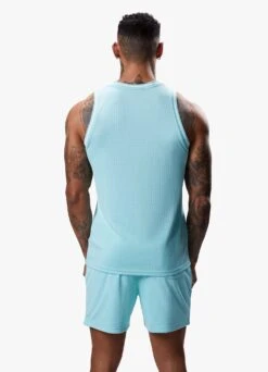 Gym King Brooklyn Mesh Vest - Aqua Blue -Gym King Store BROOKLYNMESHVEST SHORT BLUEVST A2COMSHR A2COO252