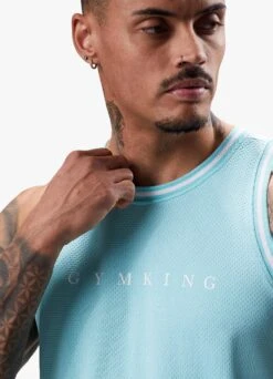 Gym King Brooklyn Mesh Vest - Aqua Blue -Gym King Store BROOKLYNMESHVEST SHORT BLUEVST A2COMSHR A2COO255