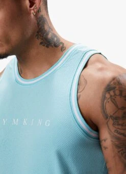 Gym King Brooklyn Mesh Vest - Aqua Blue -Gym King Store BROOKLYNMESHVEST SHORT BLUEVST A2COMSHR A2COO256