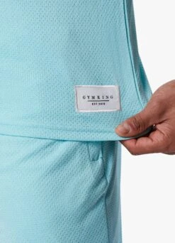 Gym King Brooklyn Mesh Vest - Aqua Blue -Gym King Store BROOKLYNMESHVEST SHORT BLUEVST A2COMSHR A2COO257