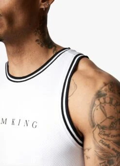 Gym King Brooklyn Mesh Vest - White 28 Gym King Brooklyn Mesh Vest - White -Gym King Store BROOKLYNMESHVEST SHORT WHITEVST A29THSHR A29TK 102