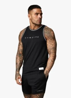 Gym King Brooklyn Mesh Vest - Black -Gym King Store BROOKLYNMESH SHORT BLACKVST A29TFSHR A29TJ 114
