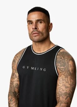 Gym King Brooklyn Mesh Vest - Black -Gym King Store BROOKLYNMESH SHORT BLACKVST A29TFSHR A29TJ 115