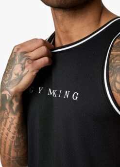 Gym King Brooklyn Mesh Vest - Black -Gym King Store BROOKLYNMESH SHORT BLACKVST A29TFSHR A29TJ 116