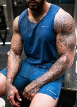 Gym King Debossed Camo Vest - Moonlight Blue -Gym King Store CAMO BLUE VEST