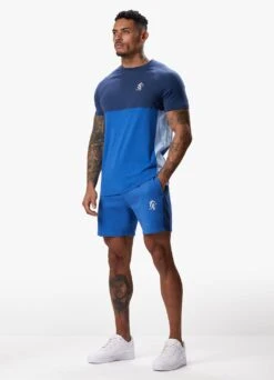 Gym King Contrast Panel Fleece Short - Riviera Blue/Sky Blue -Gym King Store CONTRASTPANELJERSEYTEE SHORT INDIGORIVIERASKYBLUESST A2CJ0SHR A2CJ7 130