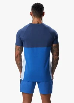 Gym King Contrast Panel Jersey Tee - Riviera Blue/Sky Blue -Gym King Store CONTRASTPANELJERSEYTEE SHORT INDIGORIVIERASKYBLUESST A2CJ0SHR A2CJ7 132