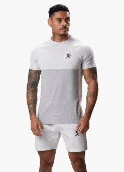 Gym King Contrast Panel Jersey Tee - Snow Marl/Light Grey/White -Gym King Store CONTRASTPANELJERSEYTEE SHORT SNOWMARLLGWHITESST A2CIXSHR A2CJ5 144