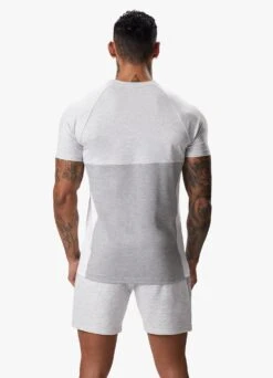 Gym King Contrast Panel Jersey Tee - Snow Marl/Light Grey/White -Gym King Store CONTRASTPANELJERSEYTEE SHORT SNOWMARLLGWHITESST A2CIXSHR A2CJ5 145