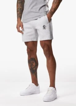 Gym King Contrast Panel Fleece Short - Snow Marl/Light Grey/White -Gym King Store CONTRASTPANELJERSEYTEE SHORT SNOWMARLLGWHITESST A2CIXSHR A2CJ5 146