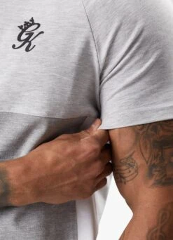 Gym King Contrast Panel Jersey Tee - Snow Marl/Light Grey/White -Gym King Store CONTRASTPANELJERSEYTEE SHORT SNOWMARLLGWHITESST A2CIXSHR A2CJ5 149