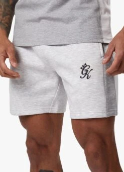 Gym King Contrast Panel Fleece Short - Snow Marl/Light Grey/White -Gym King Store CONTRASTPANELJERSEYTEE SHORT SNOWMARLLGWHITESST A2CIXSHR A2CJ5 151