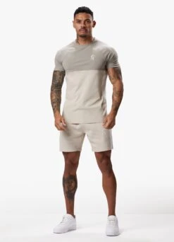 Gym King Contrast Panel Fleece Short - Taupe/Light Stone/White -Gym King Store CONTRASTPANELJERSEYTEE SHORT TAUPELIGHTSTONEWHITESST A2CJ2SHR A2CJ8 154 49c9724a c86e 4088 9b49 222bd23d99ec