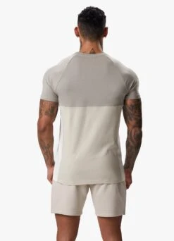 Gym King Contrast Panel Jersey Tee - Light Stone/Taupe/White -Gym King Store CONTRASTPANELJERSEYTEE SHORT TAUPELIGHTSTONEWHITESST A2CJ2SHR A2CJ8 156