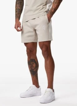 Gym King Contrast Panel Fleece Short - Taupe/Light Stone/White -Gym King Store CONTRASTPANELJERSEYTEE SHORT TAUPELIGHTSTONEWHITESST A2CJ2SHR A2CJ8 157