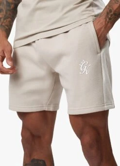 Gym King Contrast Panel Fleece Short - Taupe/Light Stone/White -Gym King Store CONTRASTPANELJERSEYTEE SHORT TAUPELIGHTSTONEWHITESST A2CJ2SHR A2CJ8 161