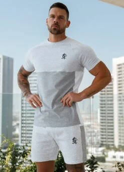 Gym King Contrast Panel Jersey Tee - Snow Marl/Light Grey/White -Gym King Store CONTRASTTTTT