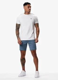 Gym King Core Plus Poly Tee - White/Stone Blue -Gym King Store COREPLUSPOLYTEE SHORT WHITESTONEBLUESST A2CORSHR A2COU 372