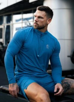 Gym King Debossed 2.0 1/4 Zip Funnel - Marine Blue -Gym King Store DEBOSSED FUNNEL334