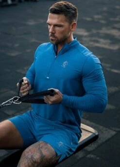 Gym King Debossed 2.0 1/4 Zip Funnel - Marine Blue