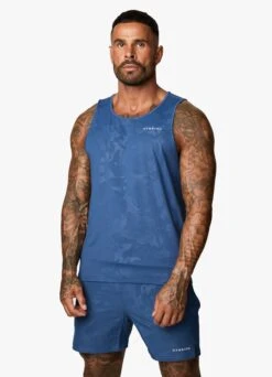 Gym King Debossed Camo Vest - Moonlight Blue -Gym King Store DEBOSSEDCAMOVEST SHORT MBLUEVST A2B0JSHR A2AFR 224