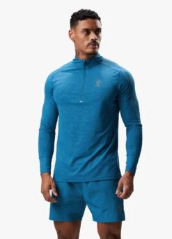 Gym King Debossed 2.0 1/4 Zip Funnel - Marine Blue -Gym King Store DEBOSSEDFUNNEL SHORT MARINEBLUEQZP A2BULSHR A2BUJ 189