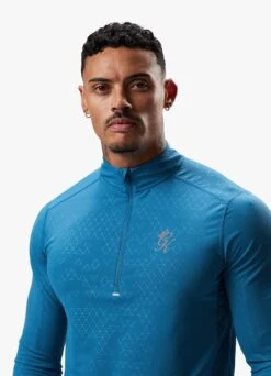 Gym King Debossed 2.0 1/4 Zip Funnel - Marine Blue -Gym King Store DEBOSSEDFUNNEL SHORT MARINEBLUEQZP A2BULSHR A2BUJ 191