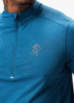 Gym King Debossed 2.0 1/4 Zip Funnel - Marine Blue -Gym King Store DEBOSSEDFUNNEL SHORT MARINEBLUEQZP A2BULSHR A2BUJ 192