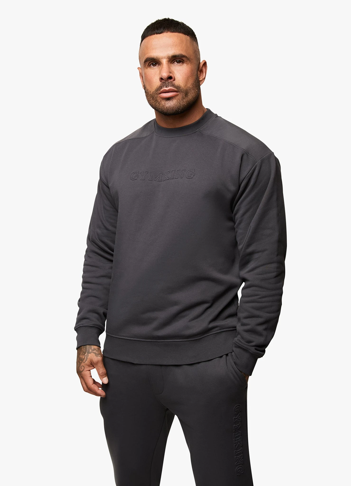 Gym King Eclipse Embossed Sweatshirt - Pewter 3 Gym King Eclipse Embossed Sweatshirt - Pewter