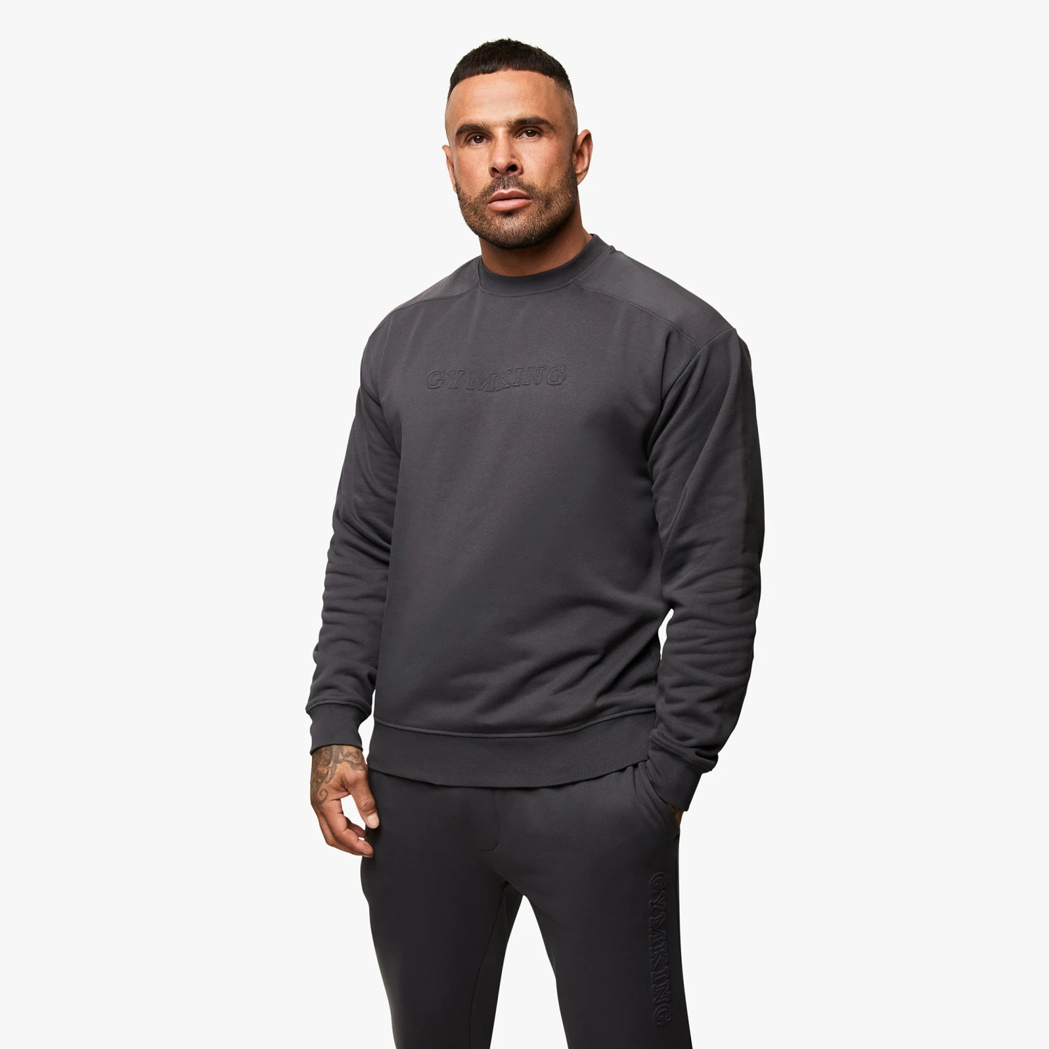 Gym King Eclipse Embossed Sweatshirt - Pewter 4 Gym King Eclipse Embossed Sweatshirt - Pewter - Image 2