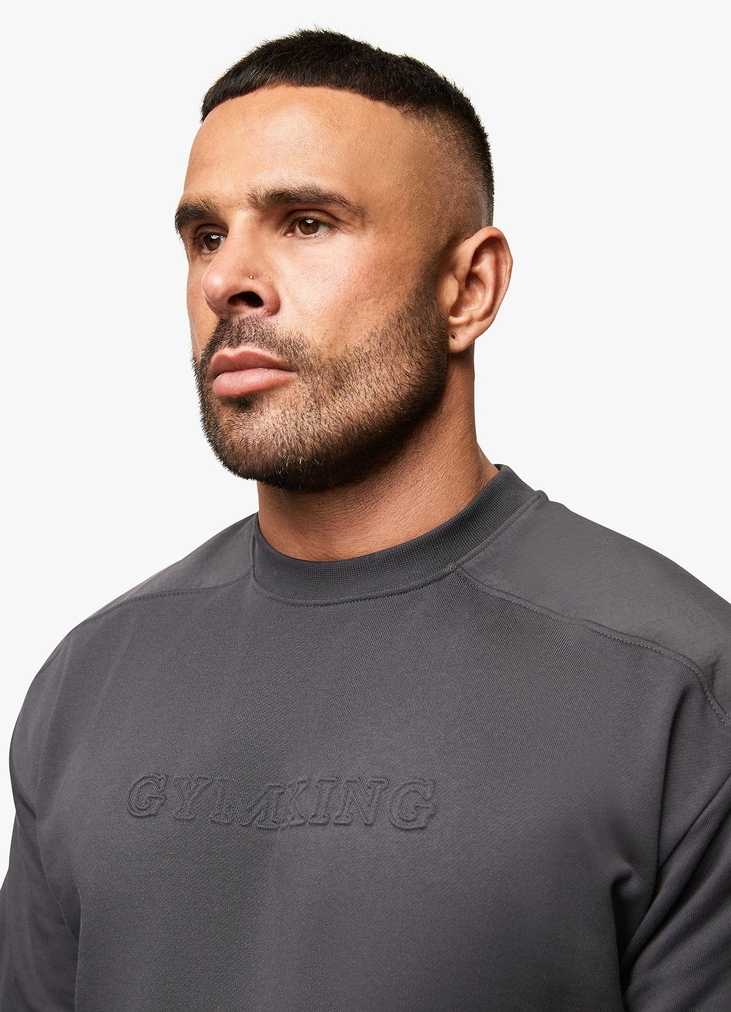 Gym King Eclipse Embossed Sweatshirt - Pewter 8 Gym King Eclipse Embossed Sweatshirt - Pewter - Image 6