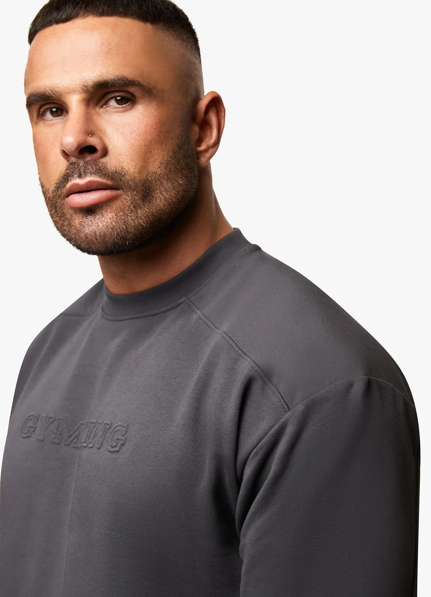 Gym King Eclipse Embossed Sweatshirt - Pewter 9 Gym King Eclipse Embossed Sweatshirt - Pewter - Image 7