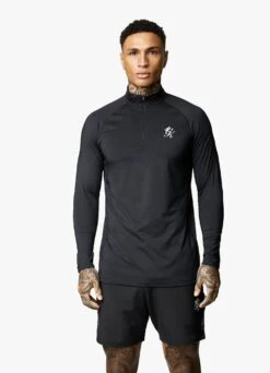 Gym King Energy 1/4 Zip Funnel - Black -Gym King Store ENERGY14ZIPFUNNEL SHORT BLACKQZP A29PMSHR A29PS2