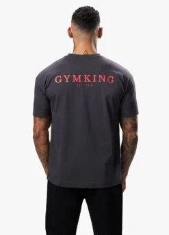 Gym King Established Tee - Dark Pewter/Red