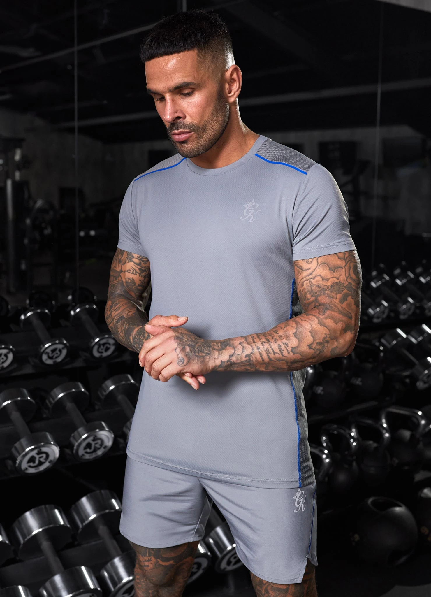 Gym King Flex Tee - Titanium Grey/Royal Blue 3 Gym King Flex Tee - Titanium Grey/Royal Blue