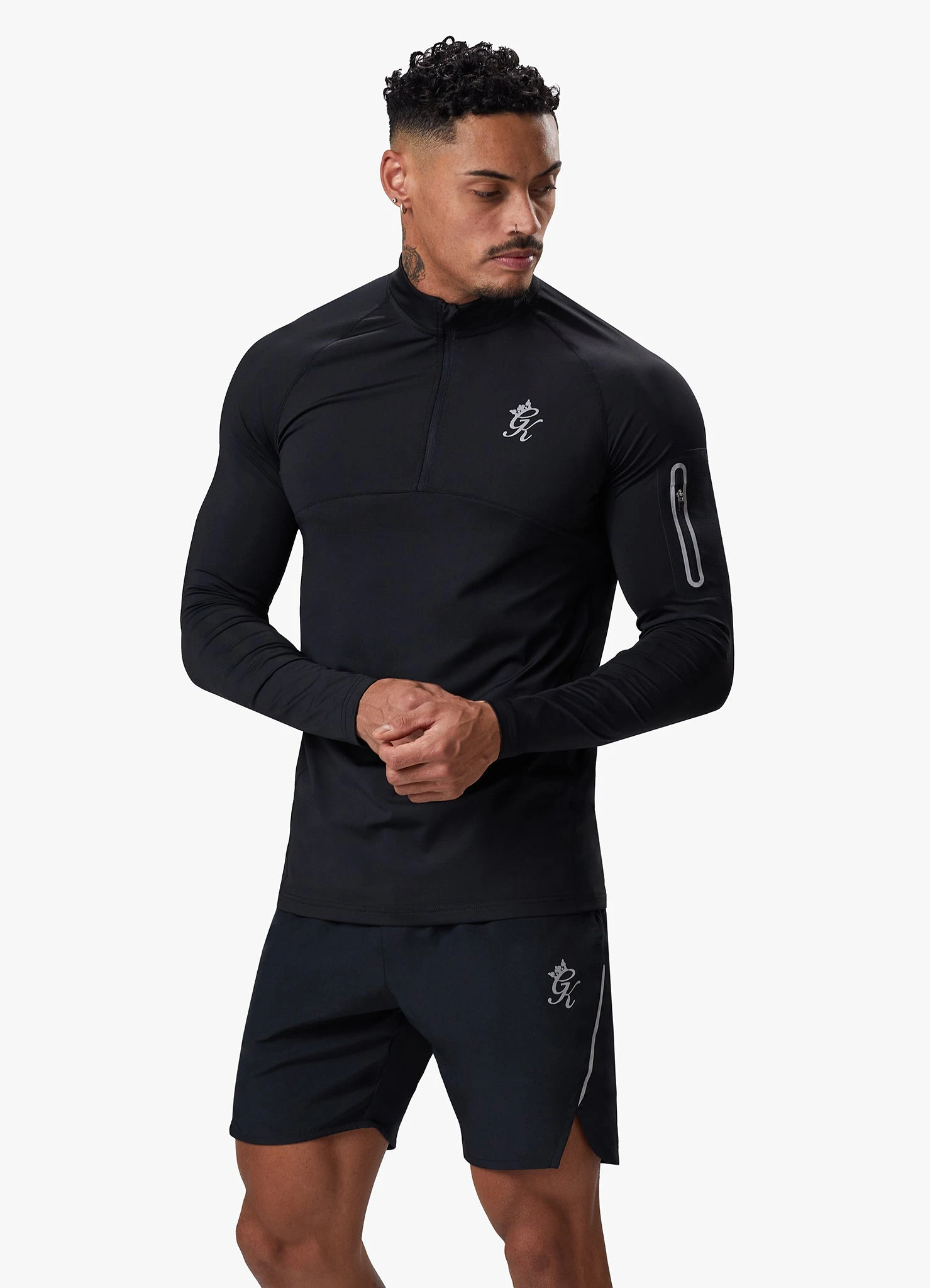 Gym King Flex 1/4 Zip Funnel Neck - Black/Silver 3 Gym King Flex 1/4 Zip Funnel Neck - Black/Silver