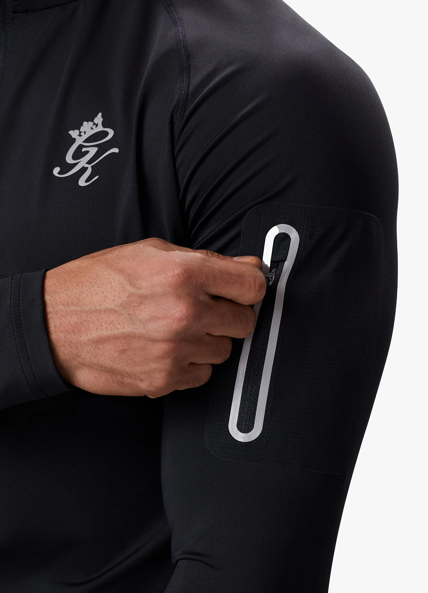 Gym King Flex 1/4 Zip Funnel Neck - Black/Silver 6 Gym King Flex 1/4 Zip Funnel Neck - Black/Silver - Image 4